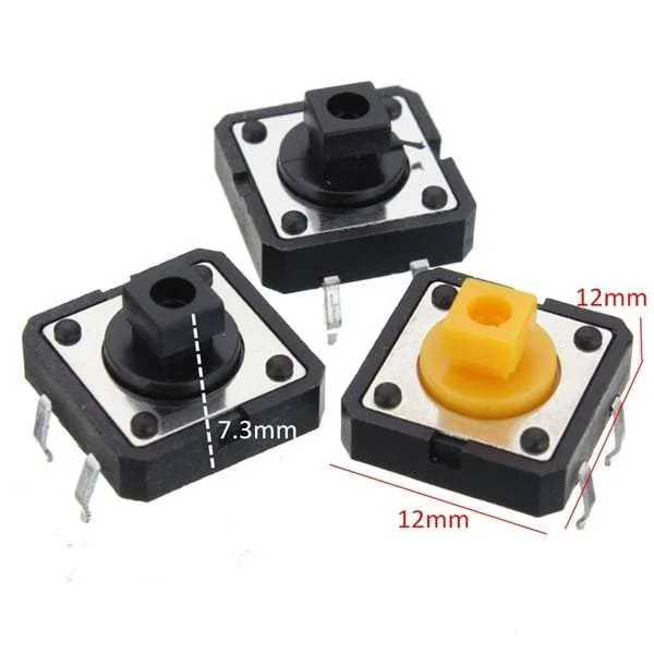 Kit Push-Button com capas coloridas x 25un 5 cores com maleta 12x12mm