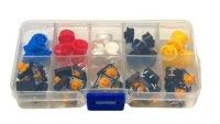 Kit Push-Button com capas coloridas x 25un 5 cores com maleta 12x12mm