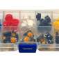 Kit Push-Button com capas coloridas x 25un 5 cores com maleta 12x12mm