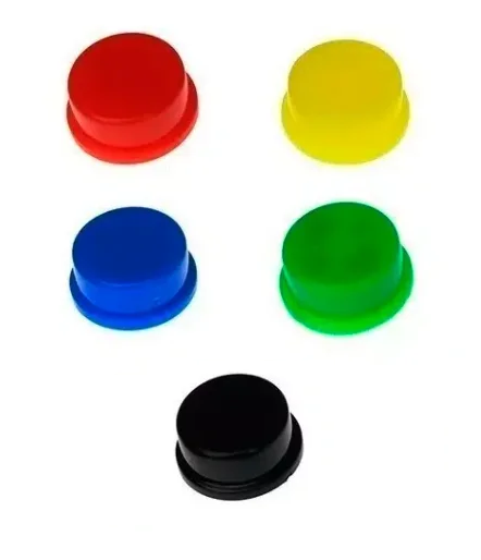Kit com 25 Capas para Push-Button Redondo 6x6x7.3mm - 5 Cores - AM, VD, AZ ,VM e PT
